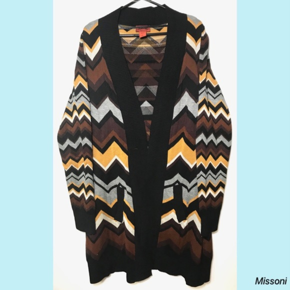 Missoni Sweaters - Missoni Brown Chevron Cardigan Long Sleeve SWEATER